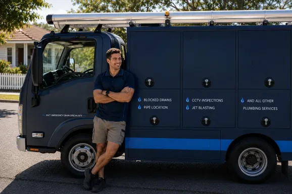 Licensed Caringbah plumber at the van